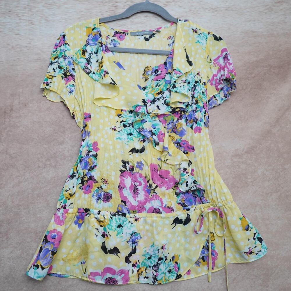 NY Collection Floral Ruffle Blouse M Y2K